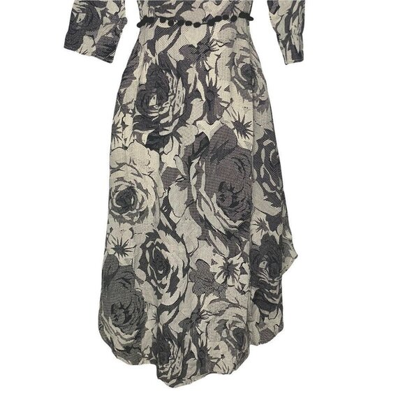 Line & Dot Women’s Black Floral Pom Pom Trim Open Back Midi Dress SZ S - Picture 3 of 10